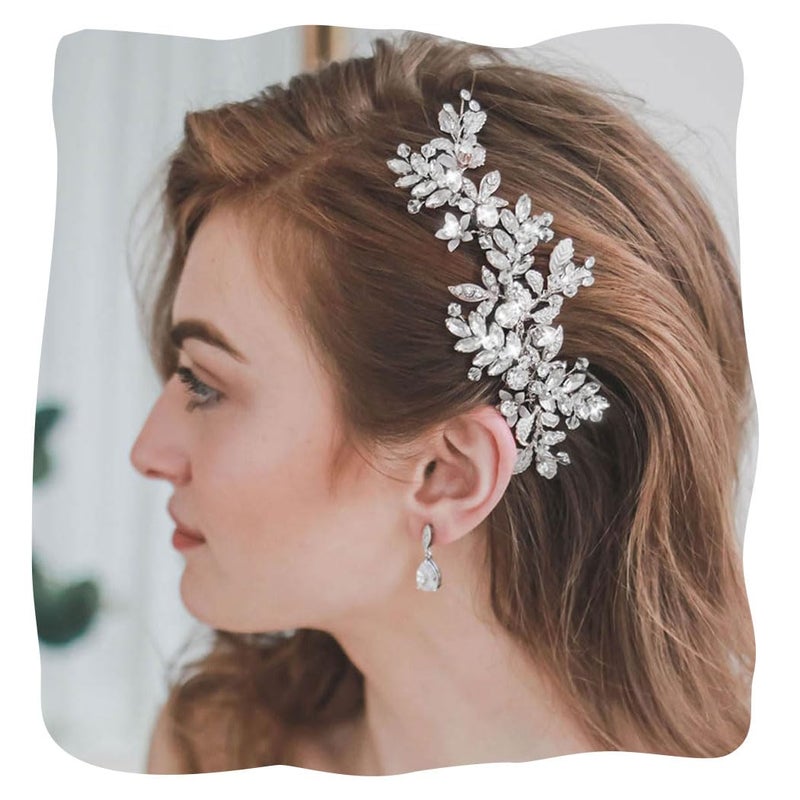 EVILD Wedding Hair Clips Silver Rhinestone Bridal Headpiece Prom Hair Accessories for Women - Image 1
