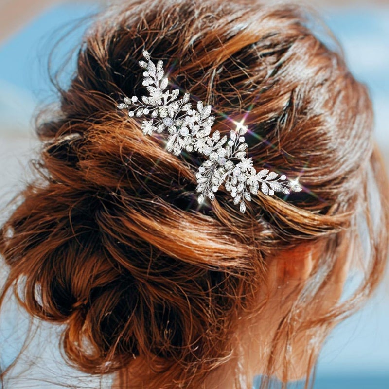 EVILD Wedding Hair Clips Silver Rhinestone Bridal Headpiece Prom Hair Accessories for Women - Image 3