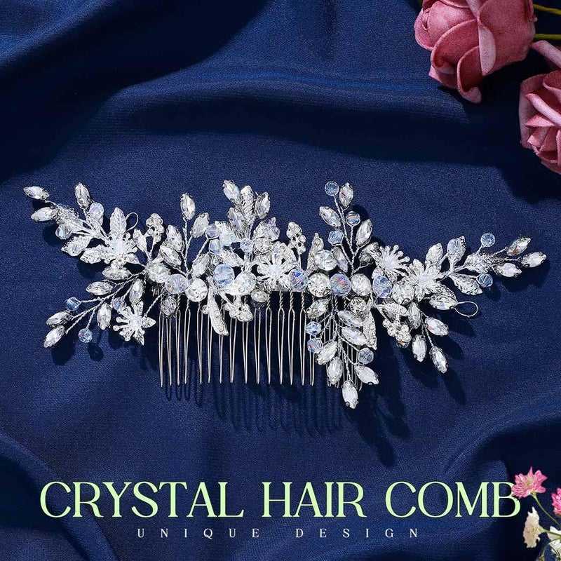 EVILD Wedding Hair Clips Silver Rhinestone Bridal Headpiece Prom Hair Accessories for Women - Image 2