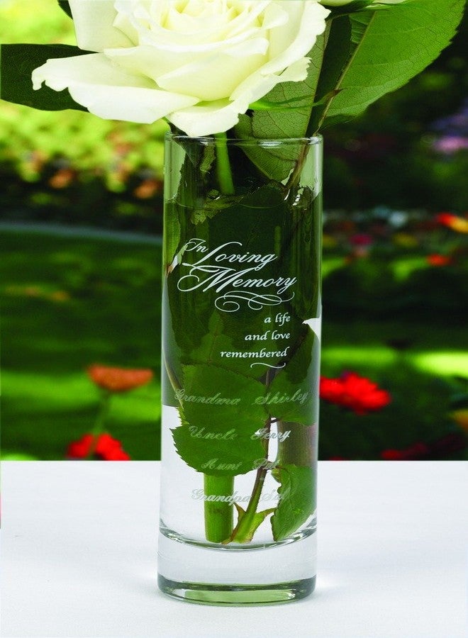 Hortense B. Hewitt in Loving Memory Glass Bud Vase - A Life and Love Remembered, 7.5" x 1" - Image 2