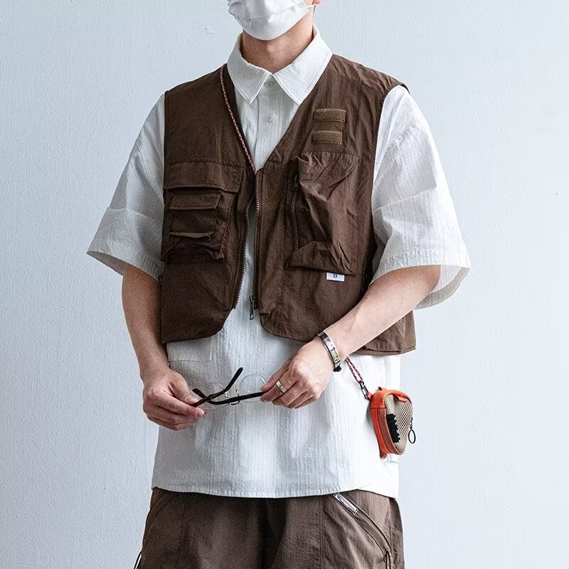 Workwear Vest Japanese Vintage Short Vest - Image 4