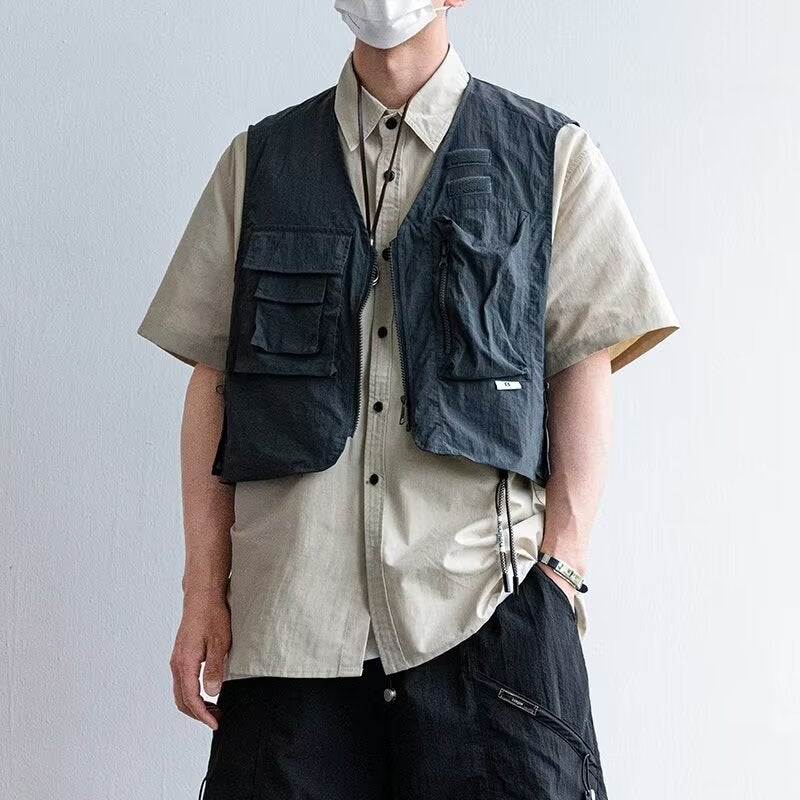 Workwear Vest Japanese Vintage Short Vest - Image 2