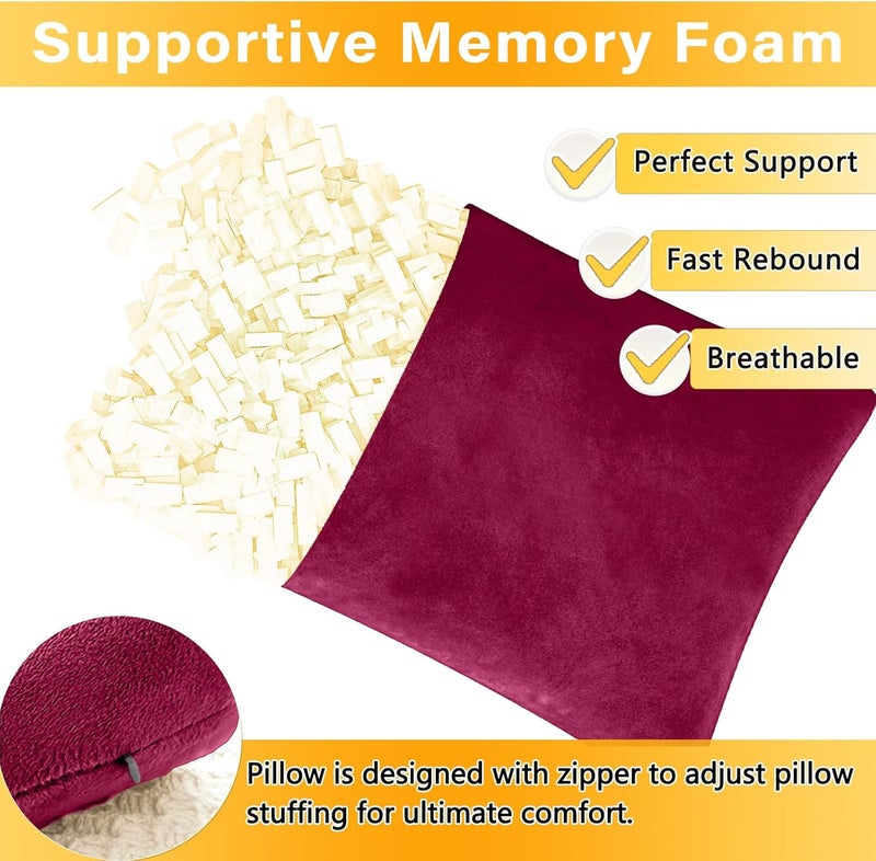 1 MIDDLE ONE 2 Pack Small Pillow, Memory Foam Mini Pillow 11 X 7 Inches for Travel, Sleeping, Nap and Neck, Knee, Lumbar Support, Tiny Cushion for Pet, Dogs (Burgundy) - Image 3