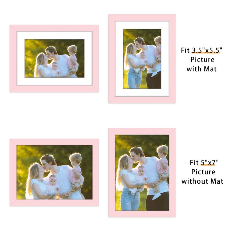 Picrit 5x7 إطار الصورة مجموعة من 12 عرض 4x6 مع حصيرة أو 5x7 دون إطارات صور حصيرة لتركيب الجدار أو الجدول أعلى عرض وردي - Image 2