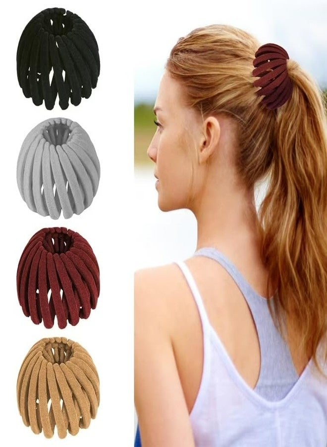 PURCHASE ZONE Women's Velvet Surface Expandable Bird Nest Magic Hair Clip Ponytail Holder Hair Accessory Lazy Bun Fixing Pinned Up Hair Styler (Multicolor, Pack Of 2) - Image 2