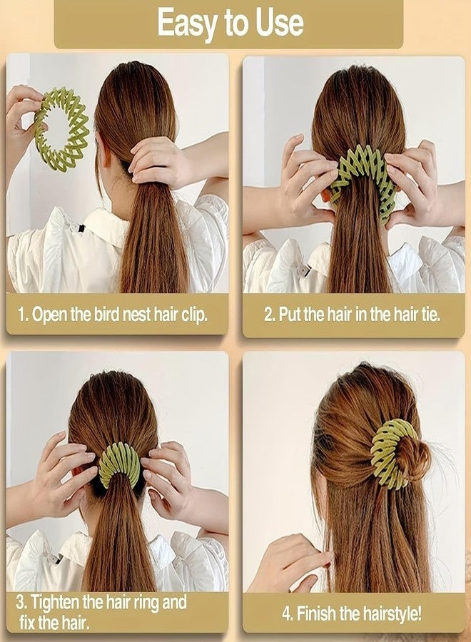 PURCHASE ZONE Women's Velvet Surface Expandable Bird Nest Magic Hair Clip Ponytail Holder Hair Accessory Lazy Bun Fixing Pinned Up Hair Styler (Multicolor, Pack Of 2) - Image 5