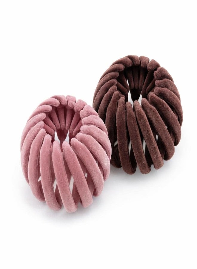 PURCHASE ZONE Women's Velvet Surface Expandable Bird Nest Magic Hair Clip Ponytail Holder Hair Accessory Lazy Bun Fixing Pinned Up Hair Styler (Multicolor, Pack Of 2) - Image 1