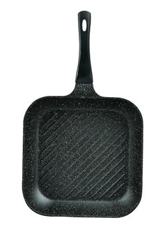 SONEX Sonex  Diecast Marble Coated Grill Pan 28 cm– Non-Stick, Raised Ridges, Cool-Touch Soft Handle, PFOA-Free, Dishwasher Safe, Easy Clean, Premium Korean Technology for Healthy Grilling, Black  - Image 1