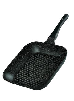 SONEX Sonex  Diecast Marble Coated Grill Pan 28 cm– Non-Stick, Raised Ridges, Cool-Touch Soft Handle, PFOA-Free, Dishwasher Safe, Easy Clean, Premium Korean Technology for Healthy Grilling, Black  - Image 2