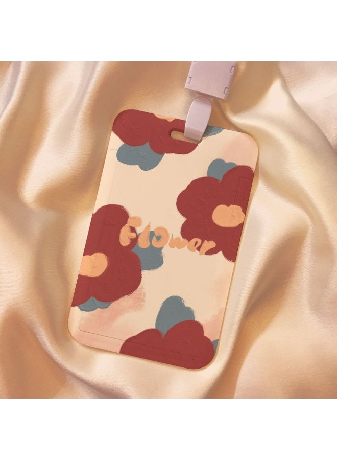 NIBEMINENT 1 - Piece Fresh Roses Kpop Photo Card Holder Pendant Key Chain ID Badge Holder ID Card Holder Photo Card Protector for School ID Office ID Access Card for Women Girls - Image 1