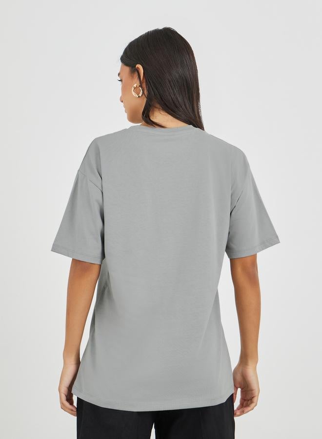 Styli Styli Brooklyn 89 Slogan Print Short Sleeve Oversized T-Shirt - Image 4