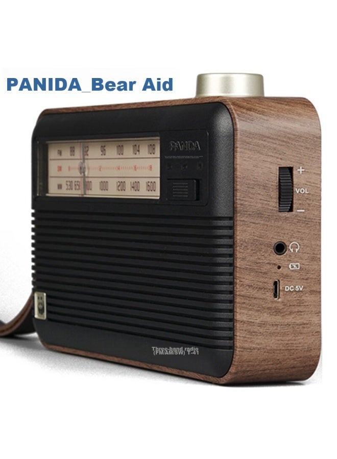 Panda T-41 Retro All-band Radio With Lithium Battery, Three-band Large Speaker, Wood Grain, For Elderly, Semiconductor - Image 2