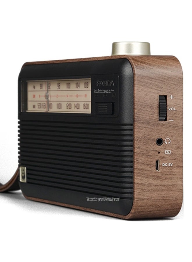 Panda T-41 Retro All-band Radio With Lithium Battery, Three-band Large Speaker, Wood Grain, For Elderly, Semiconductor - Image 3
