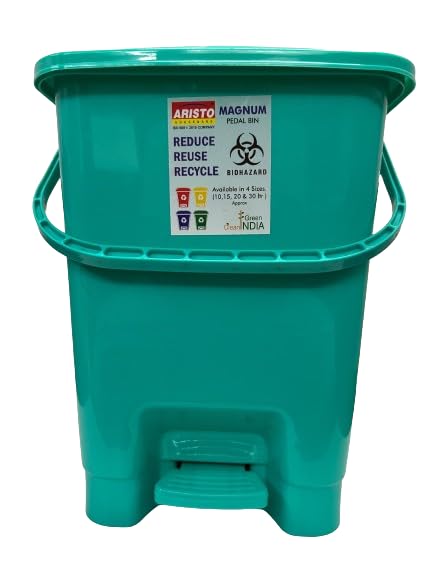 ARISTO Plastic Pedal Dustbin With Handle 15 ltr (ASSORTED MIX) - Image 1