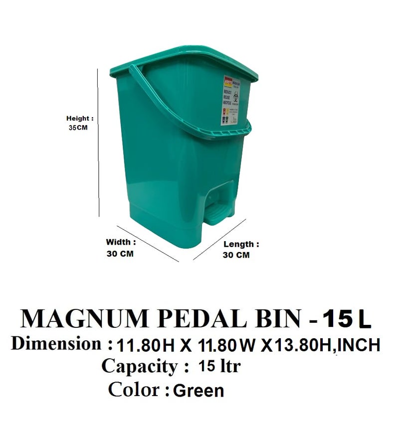 ARISTO Plastic Pedal Dustbin With Handle 15 ltr (ASSORTED MIX) - Image 4