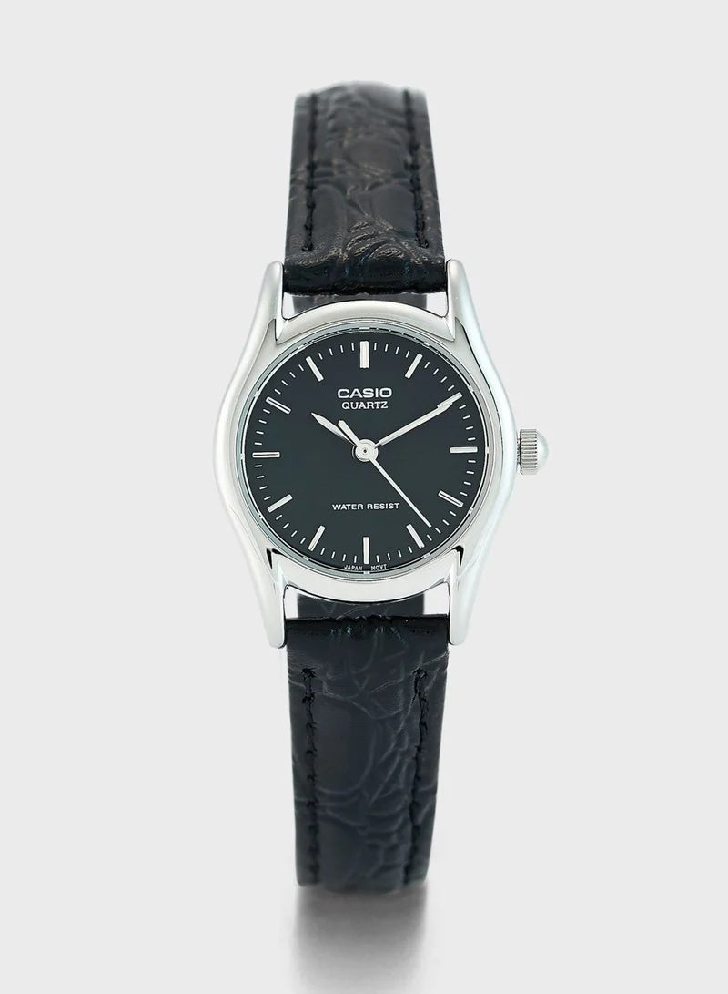 Casio Quartz Watch, Analog Display and Leather Strap LTP-1094E-1A - Image 1