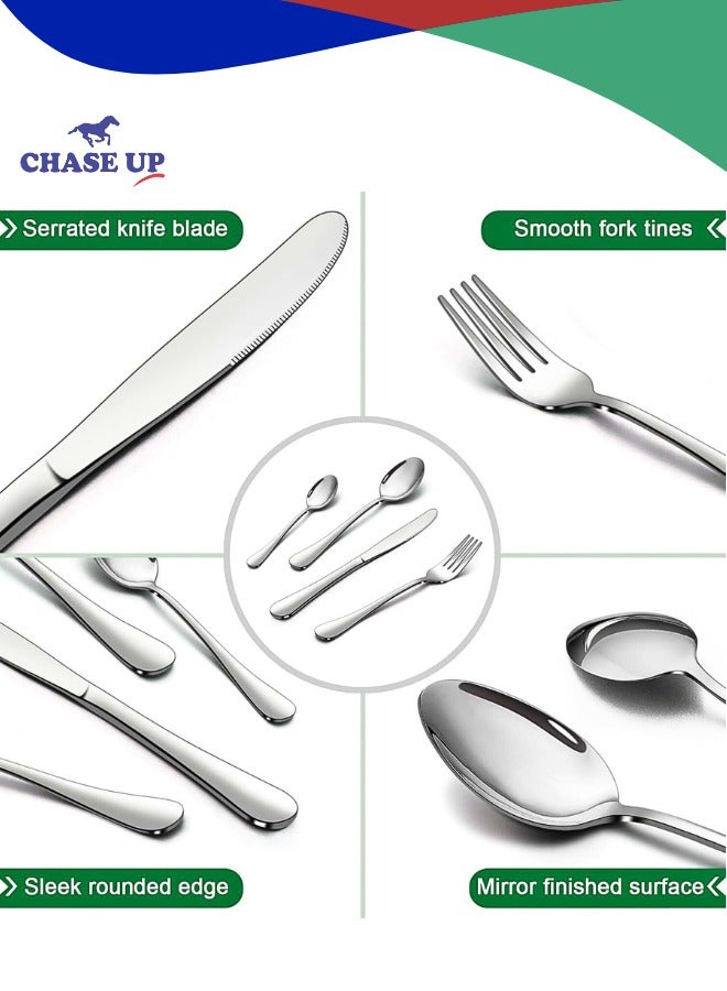 Chase Up Cutlery Set, Stainless Steel 24 Piece Cutlery Set for 6 People, Flatware Silverware Set with Knife Fork Spoon, Elegant Tableware for Daily Use/Christmas, Mirror Finished. Dishwasher Safe - Image 2