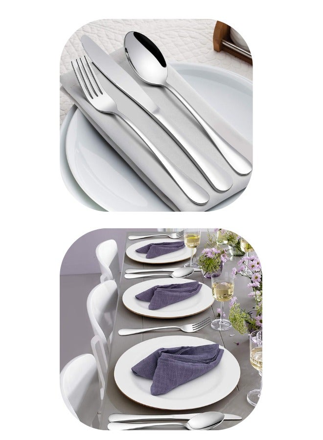 Chase Up Cutlery Set, Stainless Steel 24 Piece Cutlery Set for 6 People, Flatware Silverware Set with Knife Fork Spoon, Elegant Tableware for Daily Use/Christmas, Mirror Finished. Dishwasher Safe - Image 3