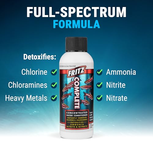Fritz Aquatics Fritz Complete – Concentrated Water Conditioner/Tap Water Dechlorinator, Instantly Detoxifies Chlorine, Chloramines, Heavy Metals, Ammonia, Nitrite/Nitrates, for Fresh and Saltwater (4 oz) - Image 3