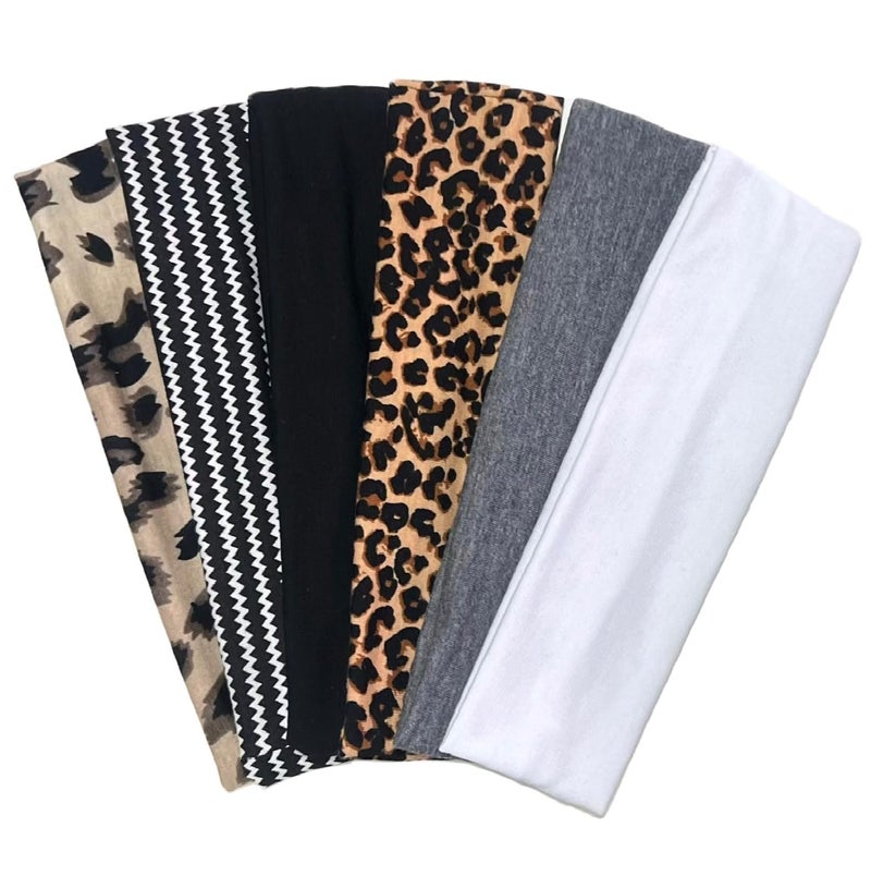 TERSE Cheetah Headbands for Women Short Hair Non Slip Elastic Sweat Hairbands Leopard Print Soft Fabric Hair Bands - Image 1