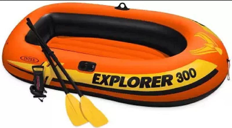 Intex Explorer 300 Boat Set Inflatable Kayak Water Raft (Orange) - Image 5