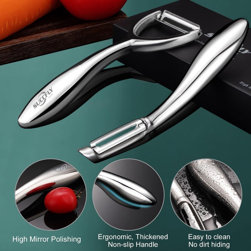 SUCCFLY Vegetable Peeler Stainless Steel, Premium Potato Peelers for Kitchen, Veggie Fruit Peeler, Apple Carrot Cucumber Peeler，Ultra Sharp Rotary Blade, Heavy Duty Ergonomic Handle (5-year warranty） - Image 5