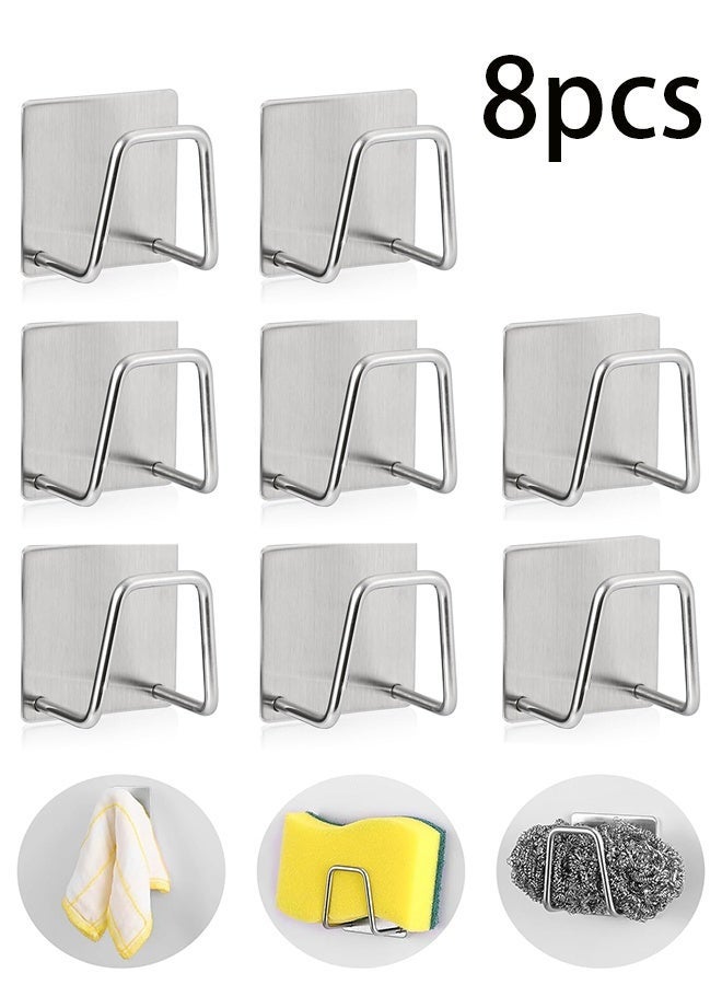 8 Pack Sink Sponge Holder for Kitchen Sink Premium SUS304 Stainless Steel Rustproof Waterproof Quick Drying Small Strong Adhesive Sponge Holder ,Upgrade Style - Image 1