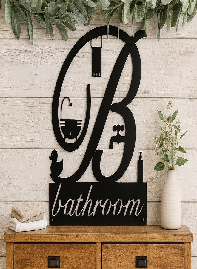 Roly Poly Bathroom Decor Metal Sign Art for Wall or Door in Guest Bath, Restroom, Powder Room, (12” X 12.5”) Farmhouse Modern, Black - Image 2