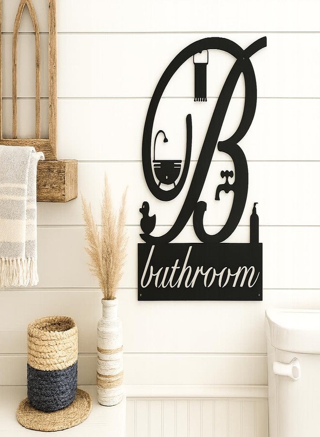 Roly Poly Bathroom Decor Metal Sign Art for Wall or Door in Guest Bath, Restroom, Powder Room, (12” X 12.5”) Farmhouse Modern, Black - Image 3