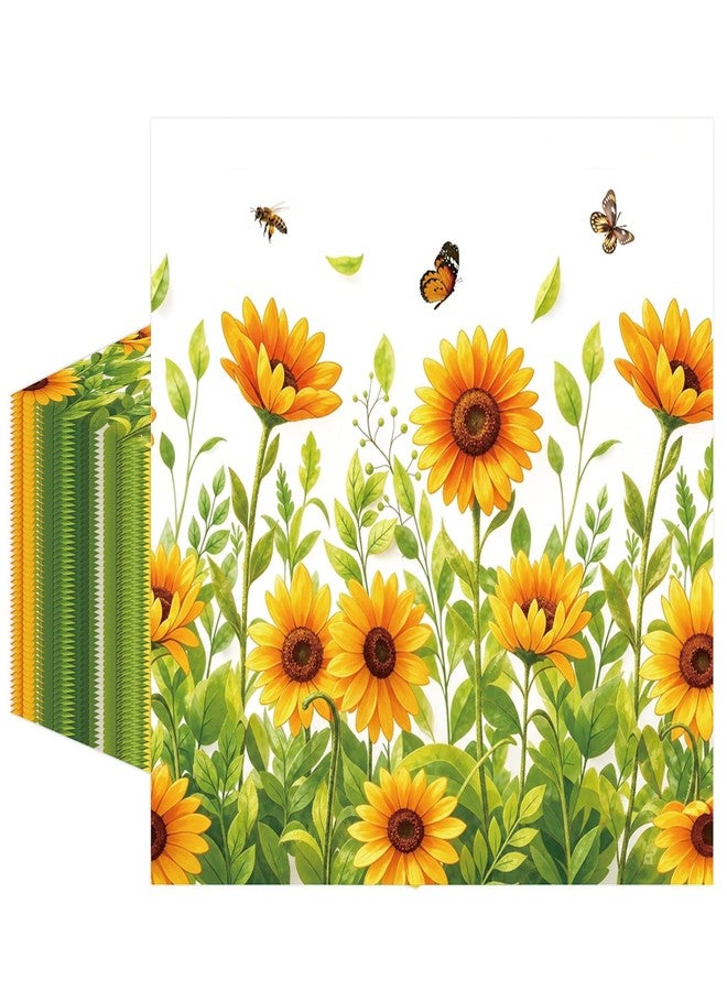 KFJBPB 50 Pcs Sunflower Napkins 6.5 x 6.5 inch, Sunflower Birthday Paper Napkins Disposable Holiday Beverage Cocktail Napkins for Summer Fall Bridal Shower Birthday Decoration - Image 1