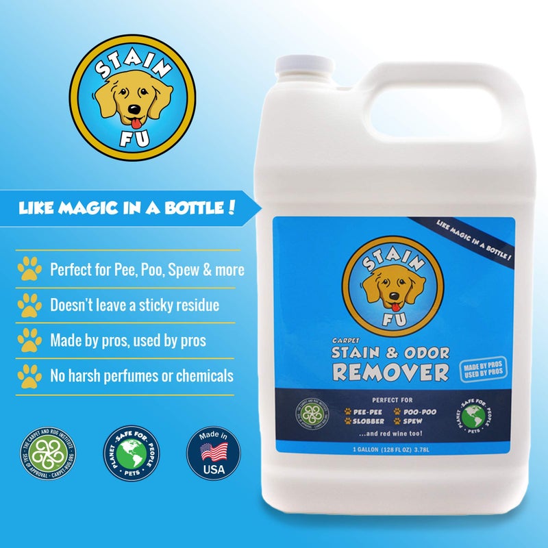 STAIN FU Pet Stain Odor Remover Professional Strength Powerful Eliminator for Tough Dog Cat Pet Urine Pee Poop Feces Vomit Slobber Drool Blood Wine Coffee Home Kennel Car RV Office (1 Gallon) - Image 4
