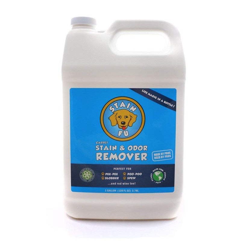 STAIN FU Pet Stain Odor Remover Professional Strength Powerful Eliminator for Tough Dog Cat Pet Urine Pee Poop Feces Vomit Slobber Drool Blood Wine Coffee Home Kennel Car RV Office (1 Gallon) - Image 1