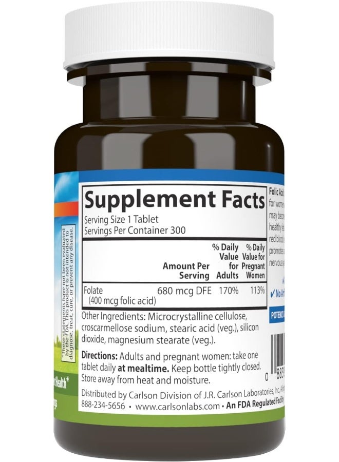 Carlson Folic Acid 400 mcg Dietary Supplement for Women - Image 2