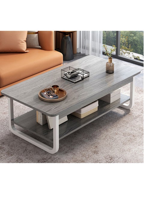 2-Tier Multi-Use Nordic Wood Coffee Table Sofa Table with Open Shelving for Storage and Display for Living Room and Home Office