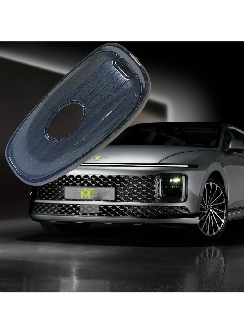 Key Fob Cover Compatible with (2022-2025) Tucson, (2021-2025) Santa Fe, (2021-2025) Ioniq 5, (2022-2025) Santa Cruz – Smooth Durable Key Shell Protector with Medal and Hook (Black) - Image 1