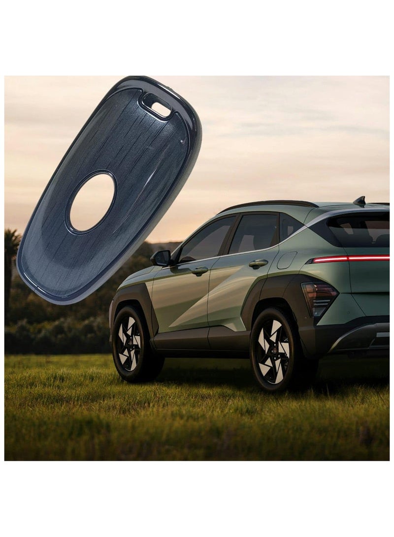 Key Fob Cover Compatible with (2022-2025) Tucson, (2021-2025) Santa Fe, (2021-2025) Ioniq 5, (2022-2025) Santa Cruz – Smooth Durable Key Shell Protector with Medal and Hook (Black) - Image 3