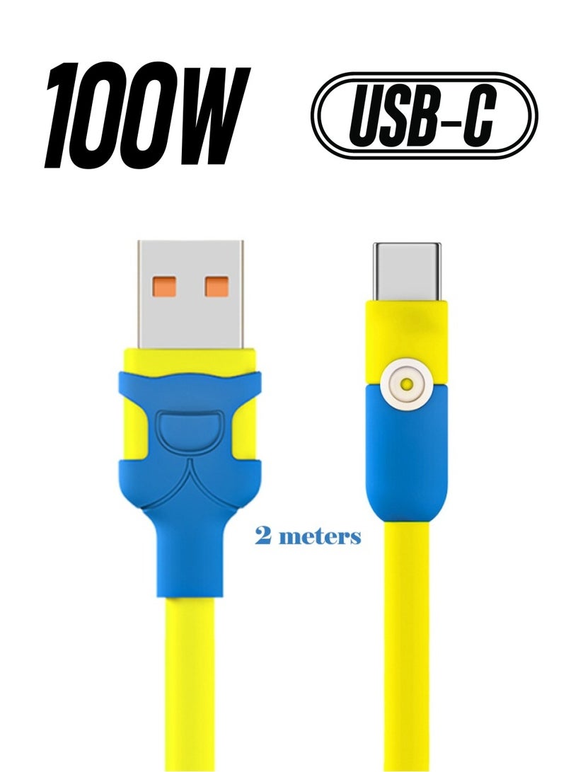 Type-C Fast Charge Cable, 6A High Current Charging Cable, Durable and Soft Charging Cable Compatible with Xiaomi, Huawei, Honor, Samsung (2 Meter) - Image 1