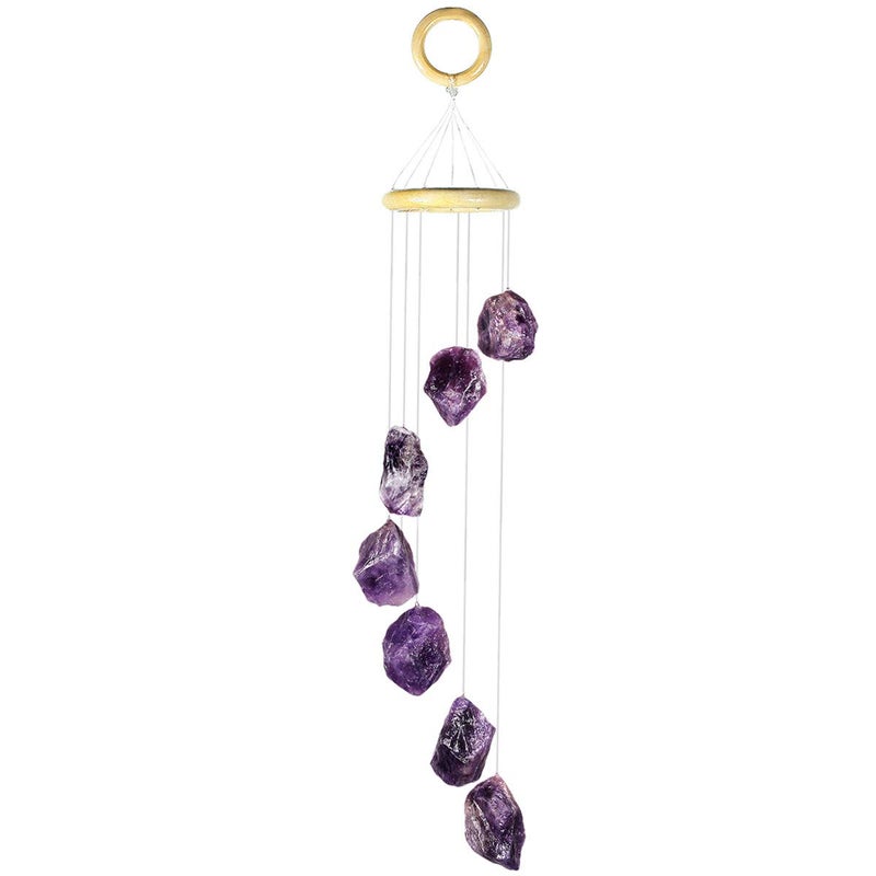 mookaitedecor Amethyst Stones Rough Crystals Wind Chimes for Home Garden Decoration 17-21 Inches - Image 1