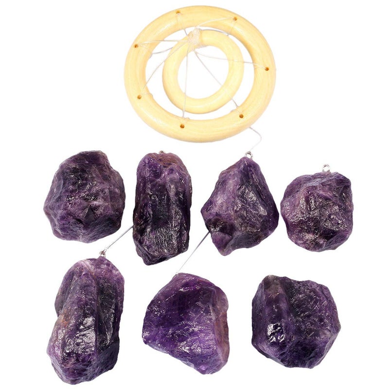 mookaitedecor Amethyst Stones Rough Crystals Wind Chimes for Home Garden Decoration 17-21 Inches - Image 4