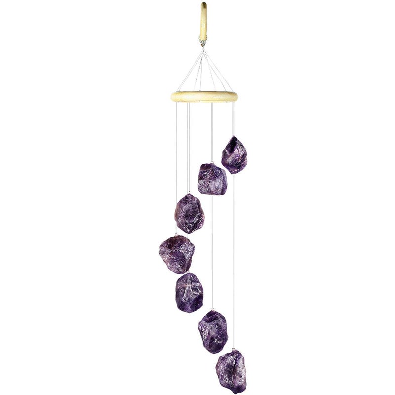 mookaitedecor Amethyst Stones Rough Crystals Wind Chimes for Home Garden Decoration 17-21 Inches - Image 3
