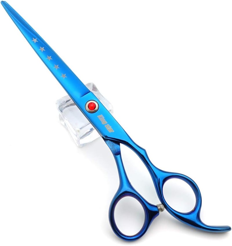 Kingstar 7.0in Titanium Blue Professional Pet Grooming Scissors Set,Straight & Thinning & Curved Scissors 4pcs Set for Dog Grooming,(Blue) - Image 4