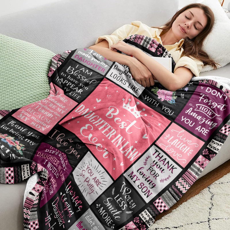 Ivivis Daughter in Law Gifts from Mother in Law  Birthday Gifts for Daughter in Law  Future Daughter in Law Gifts  Christmas Mothers Day Wedding Gifts for Daughter-in-Law Throw Blanket 60""X50"" - Image 2