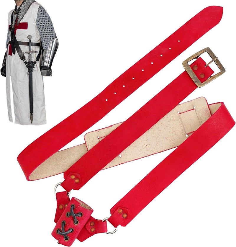 Armory Replicas ™ Genuine Leather Baldric Belt – Adjustable Shoulder Strap for Long Swords & Claymores with Brass Rivets and Buckles - Image 1