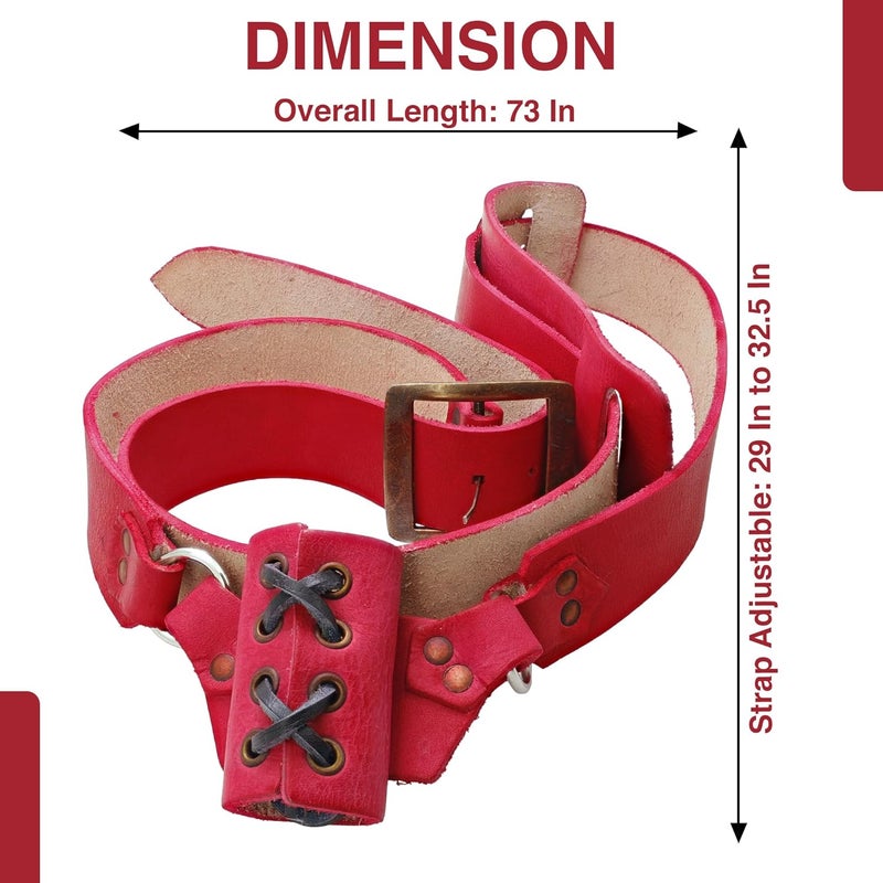 Armory Replicas ™ Genuine Leather Baldric Belt – Adjustable Shoulder Strap for Long Swords & Claymores with Brass Rivets and Buckles - Image 2