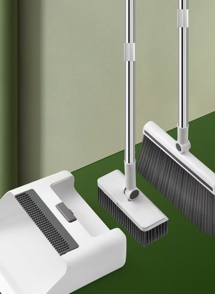 هايدو مكنسة ومجرفة مجموعة ، مع تنظيف الأسنان مجرود ، في الأماكن المغلقة في الهواء الطلق التنظيف ، ومناسبة جدا للكلاب والقطط والحيوانات الأليفة في المنزل ، عمودي مكنسة ومجرفة ، أبيض - Image 1