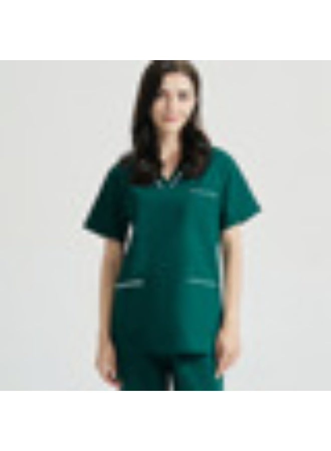 NIBEMINENT Nurse's Summer Thin Short Sleeved Polyester Cotton Hand Wash Suit Women, Operating Room Dentist's Set - Image 1