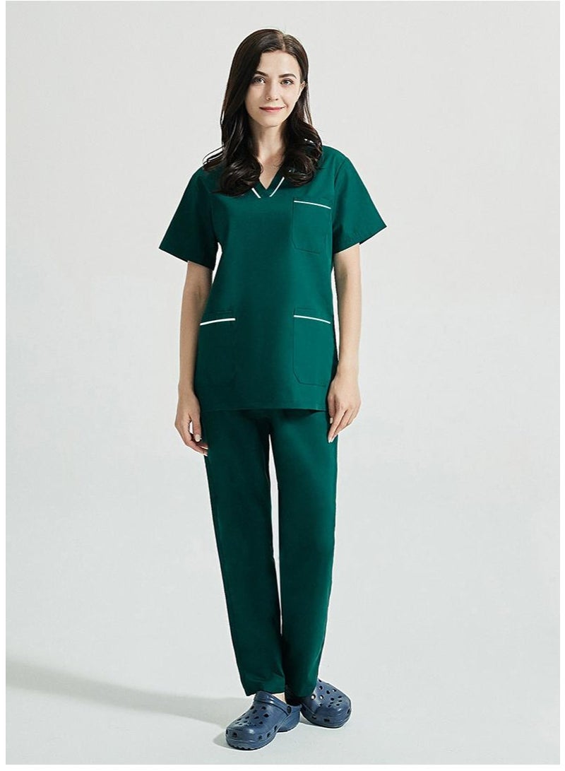 NIBEMINENT Nurse's Summer Thin Short Sleeved Polyester Cotton Hand Wash Suit Women, Operating Room Dentist's Set - Image 2