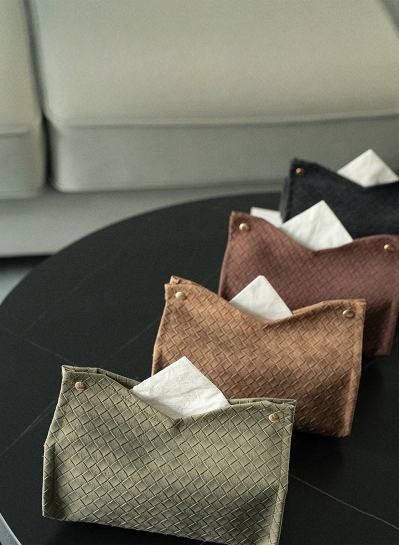 PU Leather Rectangular Tissue Box Cover, Facial Tissue Holder for Bathroom, Living Room, Office, Car, Tabletop Decor – Woven Design (4 Color Set) - Image 2