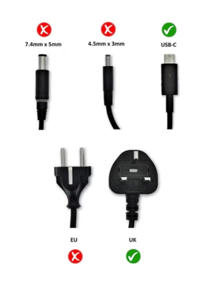 Terabyte 65W Type-C USB-C Power Replacement Adapter or Replacement Charger for laptop JYJNW ADP-65TD BA - Image 3