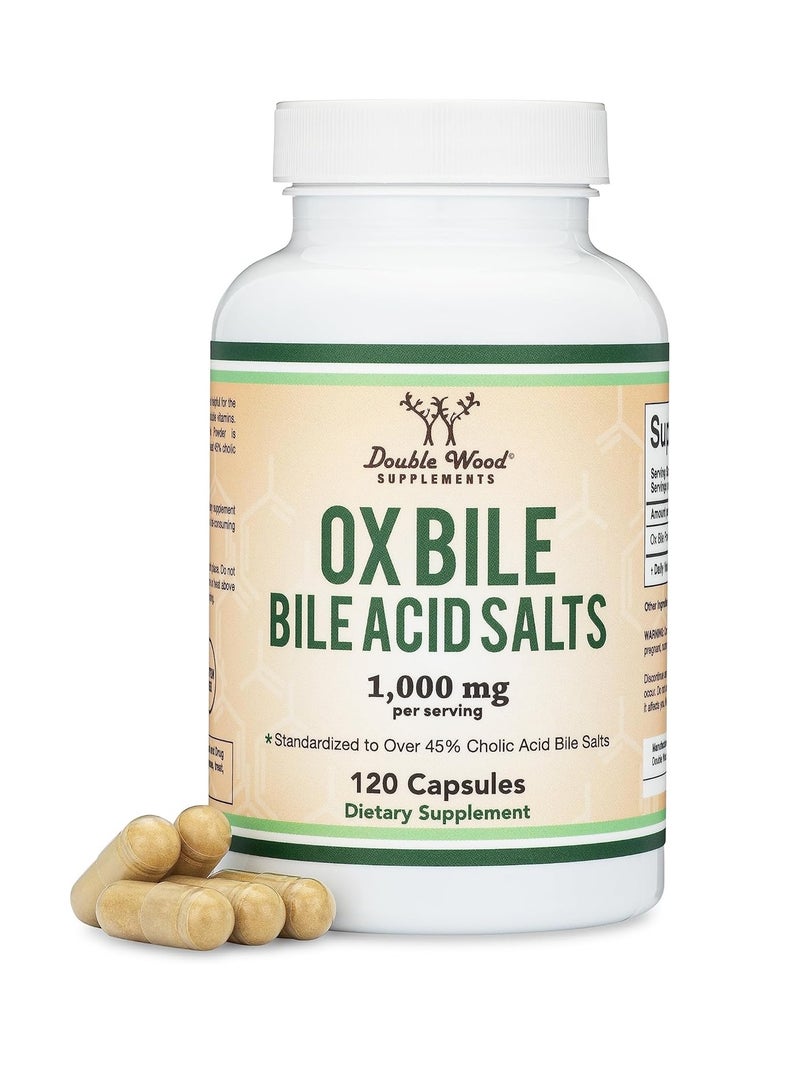 Double Wood Supplements Ox Bile Acid Salts 1000mg 120 capsules - Image 1